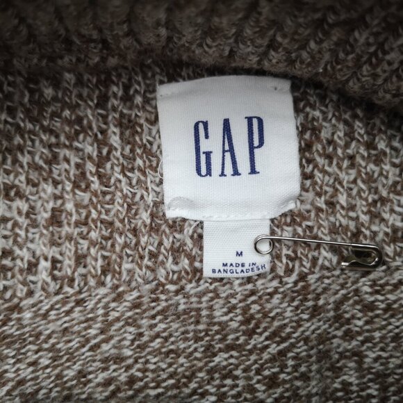 Gap Men's Size Medium Tan & Beige 4 Button Closure Straight Fit Sweater - Picture 3 of 9